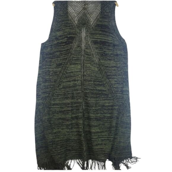 Faded Glory Green Knit Open Fringe Sleeveless Cardigan Size 1x-2X(16W-20W) - Picture 10 of 15
